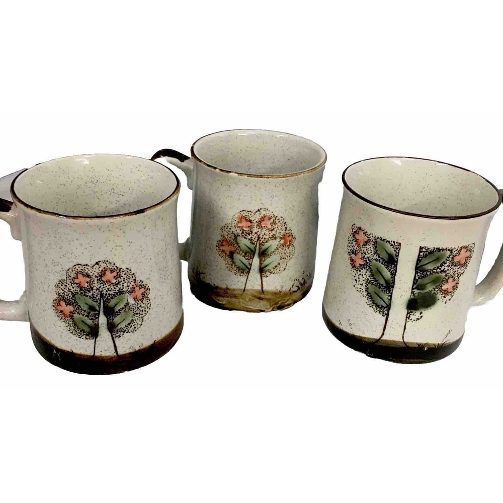 Otagiri Speckled Stoneware Tree Cups Retro